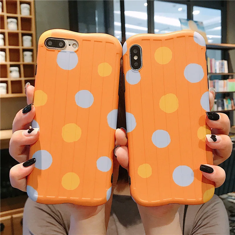 Applicable Summer Day Orange Polka Dot iPhone x s max Phone Case iPhone 8 Plus/7/ X/x r Soft Case Women's 6 S