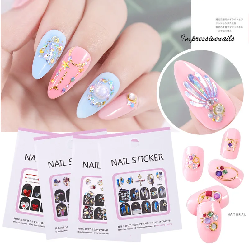 

1Pcs Waterproof 3D Nail Sticker Love Star Diamond Crystal Water Transfer DIY Irregular design Nail Tips Accessory Decoration
