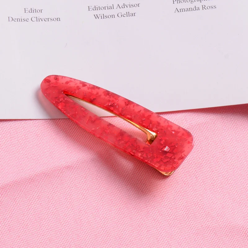 Red-Teardrop 6 стилей, для женщин, девушек, Корея, полые геометрические капли, Акриловые зажимы для волос, блестящая заколка с блестками, аксессуары для волос, заколка - Цвет: Red-Teardrop