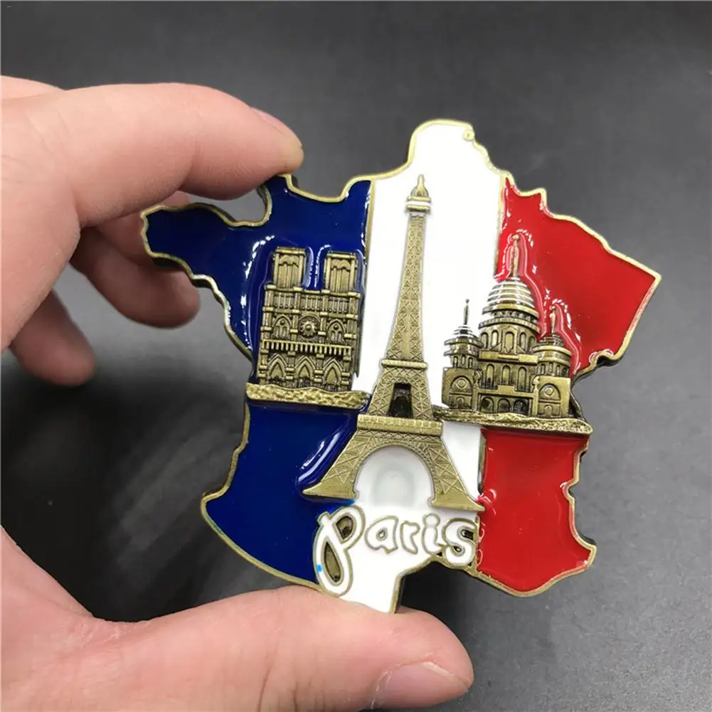 

1 Pcs Creative 3D Metal Magnet France Map Fridge Stickers Resin Sticker Fridge Paris Tourist Souvenir Home Supplies Decor
