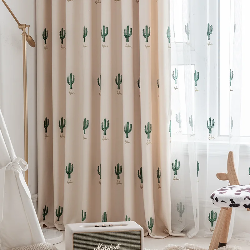 

Cactus Ins New Fashion Small Fresh Cartoon Embroidered Children's Room Bedroom Curtains