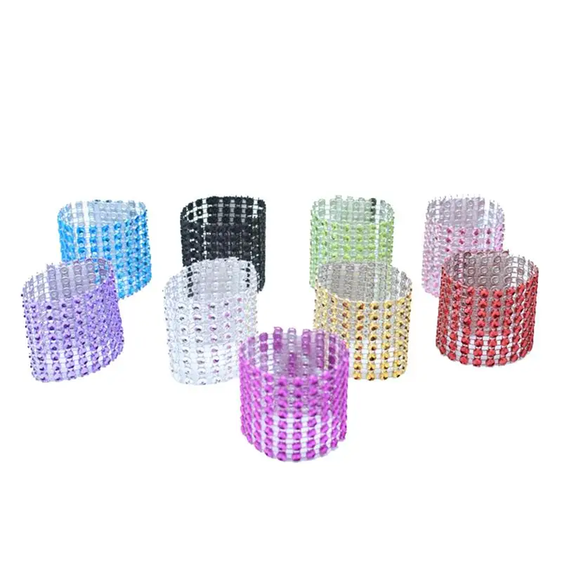 30pcs Elegant Napkin Ring with 8 Row Rhinestone Pretty Napkin Holder Napkin Buckle Decoration for Wedding Party Banquet