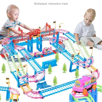 

New Kids Variety of Rail Cars Assembled Electric Multicolor Over 3 Years Old High-speed Track Toys Set
