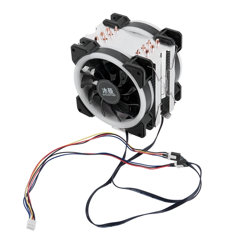 Снеговик 4PIN кулер для процессора 6 heatpipe RGB светодиодный двойной вентилятор охлаждения 12 см вентилятор LGA775 1151 115x1366 Поддержка Intel AMD