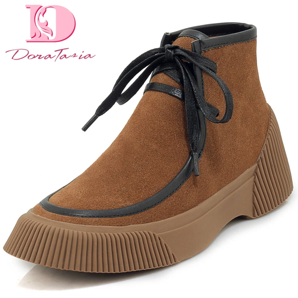 

Doratasia 2020 fashion genuine leather brand design shoelaces ankle Boots Woman Shoes Women Booties female sneakers