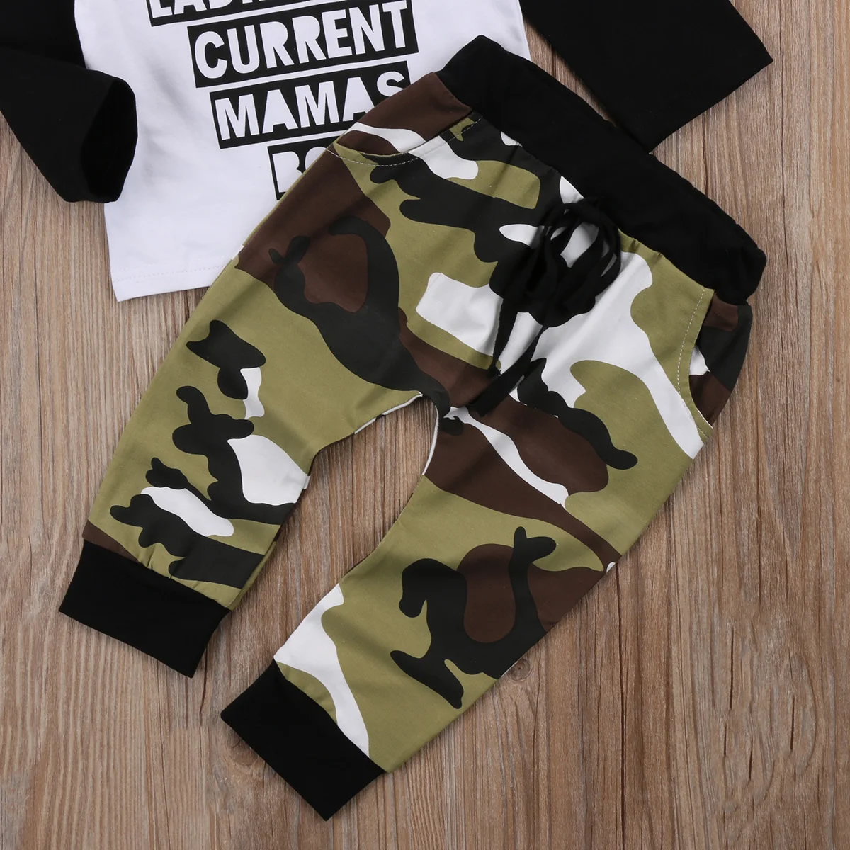 Камуфляжная одежда для маленьких мальчиков, футболка+ штаны, комплект из 2 предметов