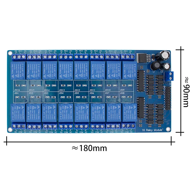 

1pcs 12V 16 Channel Relay Module for ARM PIC AVR DSP Electronic Relay Plate Belt optocoupler isolation
