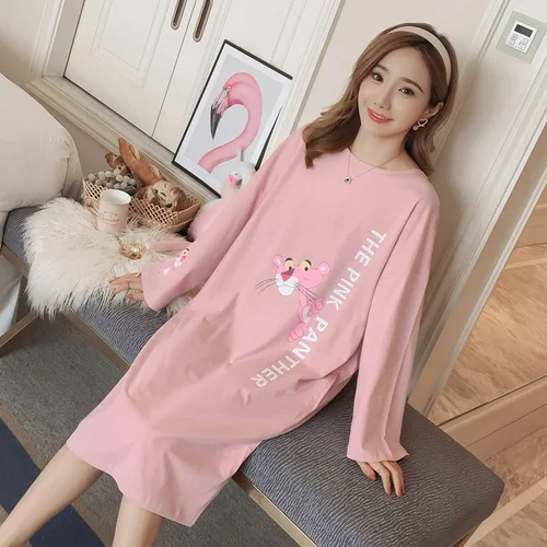 C Q 1230 Good Quality Autumn Winter Warm Full Cotton Nightgown Home Wear Lovely Nightgowns for Women Loose Girl Sleepwear Nightgown - Цвет: C Q 1230