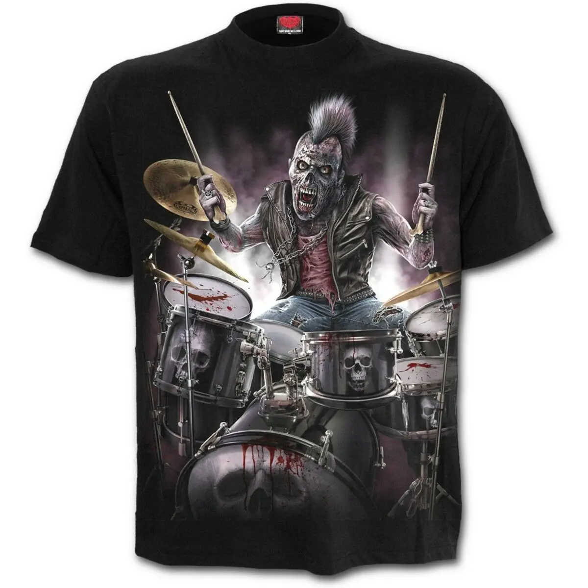 

Spiral Direct Zombie Backbeat T Shirt Jantes Musique Rock Motard Metal