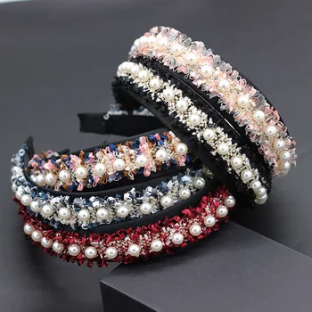 

Fashion temperament pearl lace simple casual headband New Korean version of the simple and versatile color pearl handmad 718