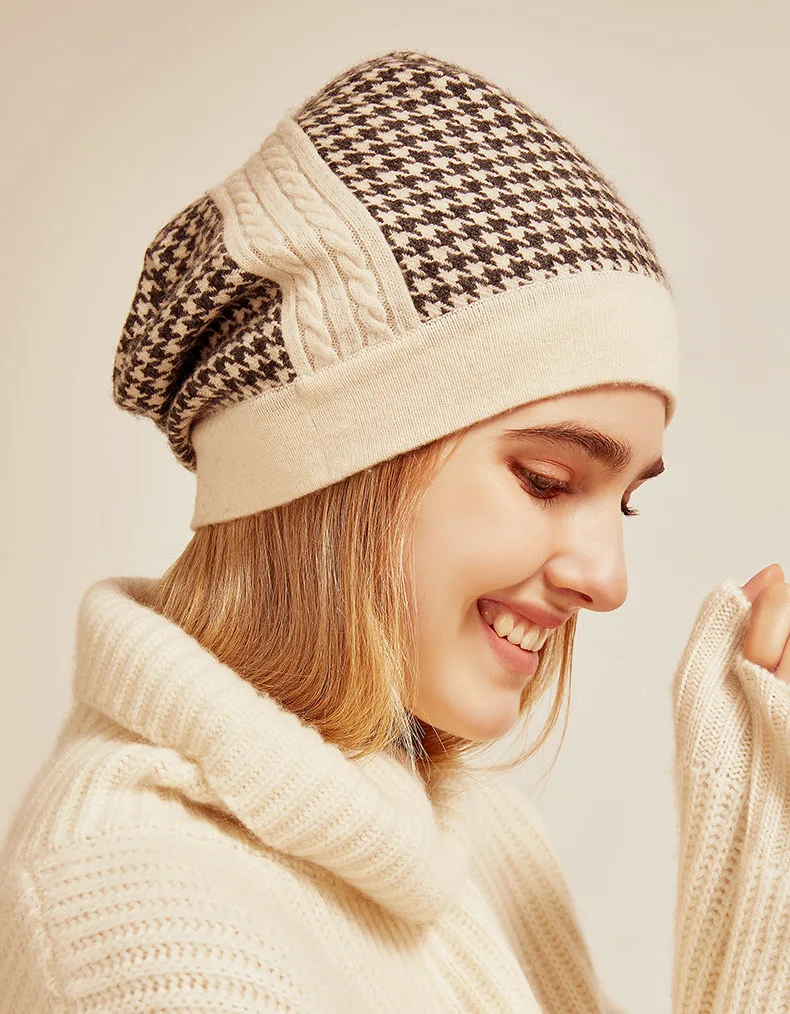 Naizaiga кашемировая клетчатая женская зимняя теплая шапка, SN272 ...