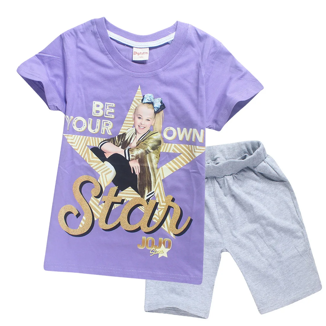 Коллекция года, JOJO SIWA, Детская футболка, TikTokCotton, топы для маленьких девочек, футболки, одежда Комплекты с короткими рукавами для мальчиков и девочек футболка, TikTokgirls, одежда для детей возрастом от 10 до 12 лет - Цвет: S8361-purple