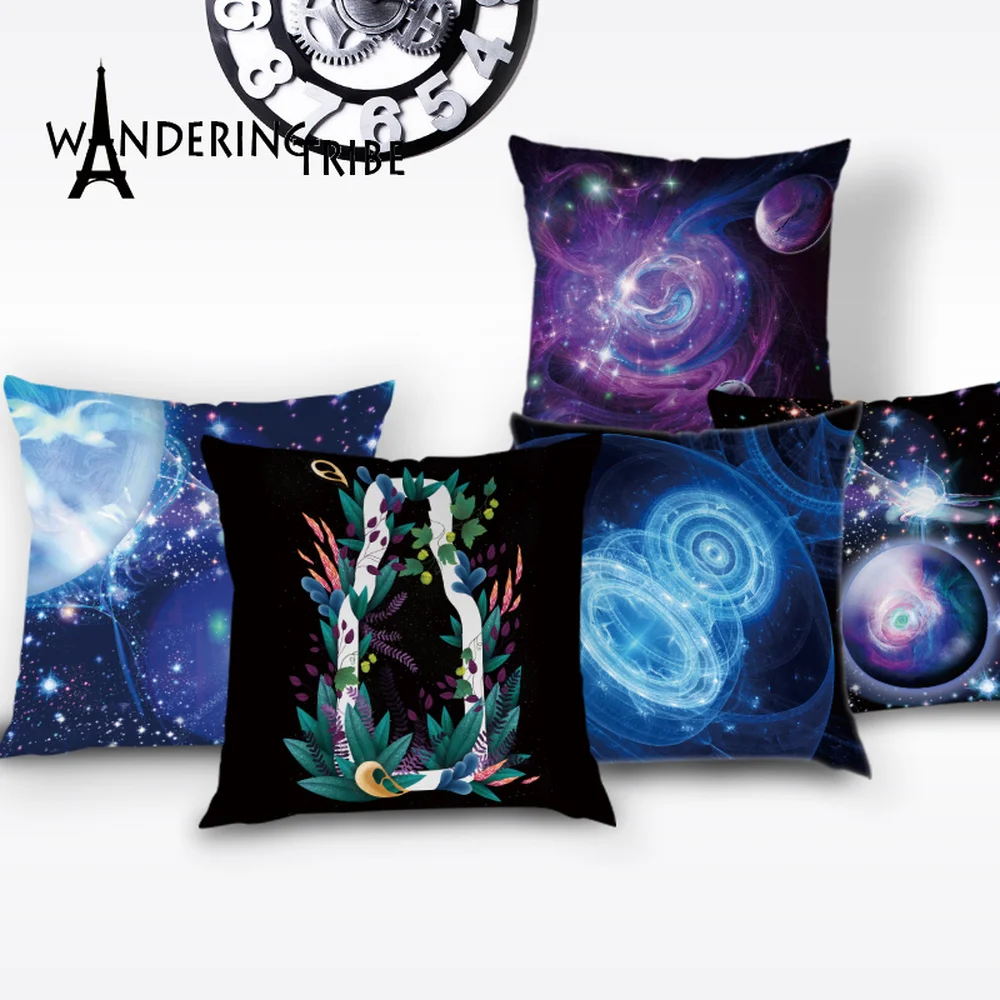

Psychedelic Space Pillow Case Image Magic Cushion Cover Colorful Interest Throw Pillows Covers White Home Decor Cushions Case
