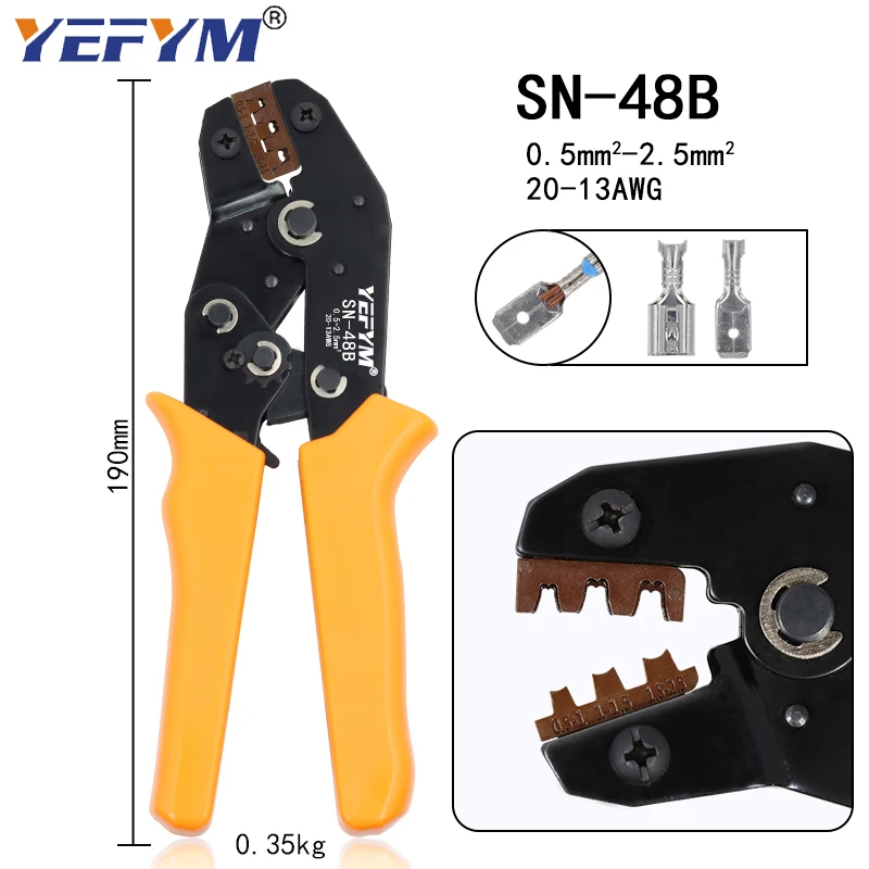 SN 48B обжимные плоскогубцы для проводов 0 5 2.5mm2 20 13AWG прецизионные Щековые клещи с 500