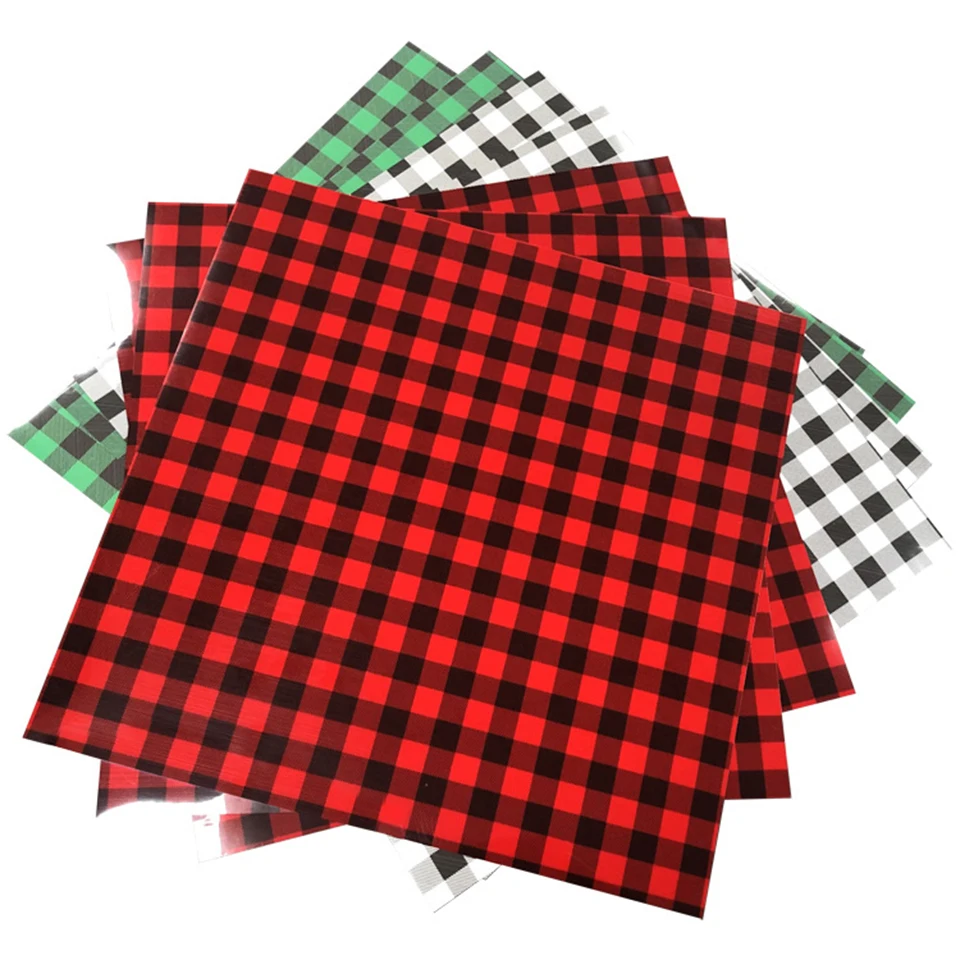 Buffalo Plaid Printed Pattern Heat Transfer Vinyl Sheets By Craftables