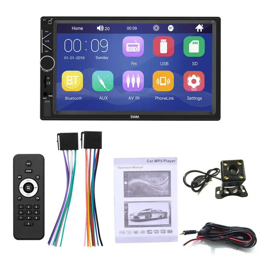 

7 inch Hd Touch Screen 2din Car Bluetooth Mp5 Player Car Card Handsfree USB Car Digital Multimedia Player Rear View Camera