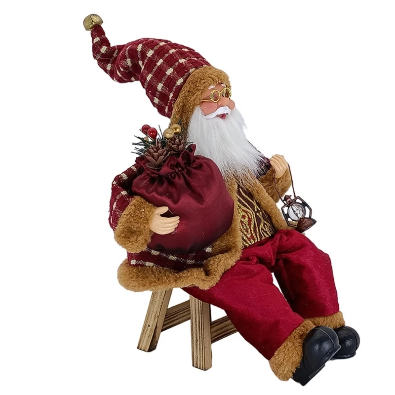 14'' Sitting Santa Claus Figurines Christmas Figure Decorations Hanging Xmas Tree Ornaments Santa Doll Toy Collectible 69HF christmas decorations plush doll