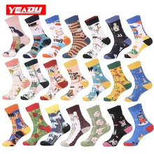 YEADU цветные женские носки из чесаного хлопка Harajuku Kawaii забавные японские уличные стильные носки Единорог Тигр собака кошка Фламинго Рождество