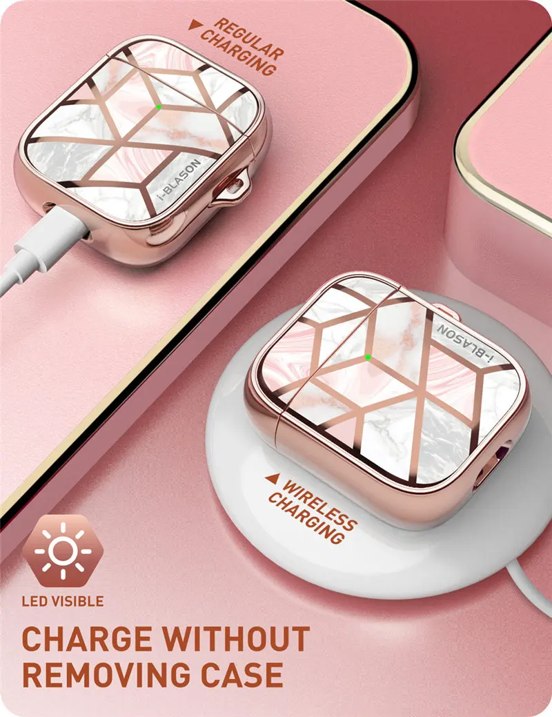 i-Blason Cosmo Case Designed For Airpods, 360 Degree Protective Stylish Marble Case Cover Compatiable with AirPods 1st/2nd