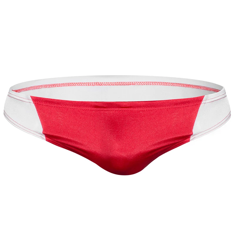 Лоскутное Цвет Для мужчин сексуальные купальники купальник с низкой талией для плавания Мужские Шорты для купания боксер короткие Пляжные шорты для купания, сёрфинга мужские пляжные шорты - Цвет: Red