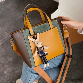 

Fashion Chic Handbags For Women Lulxuy Wide Strap Shoulder Messenger Bags Brand Designer Big Hit Color Tote Bag Bolsa Feminina