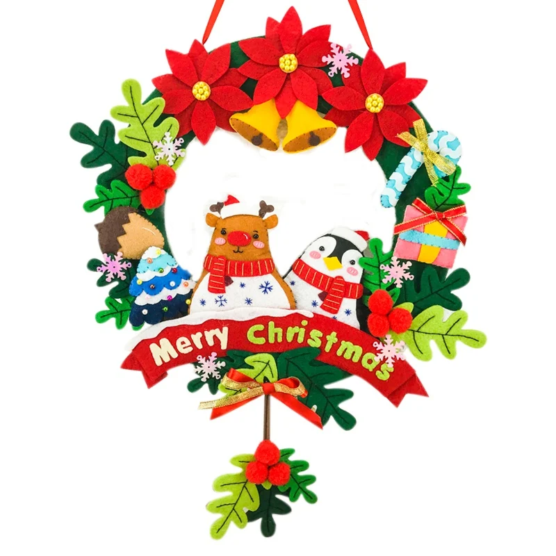 A1 NewFelt Wreath Pendant Merry Christmas Wreath Decorative Accessories Handmade Xmas Decoration Christmas Diy Material Kit - Цвет: A1