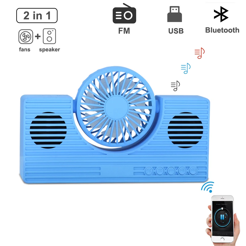 

2 In 1 Mini Bluetooth and fans Portable Wireless Loudspeaker Sound System Stereo Radio Music For Phone With TF FM USB