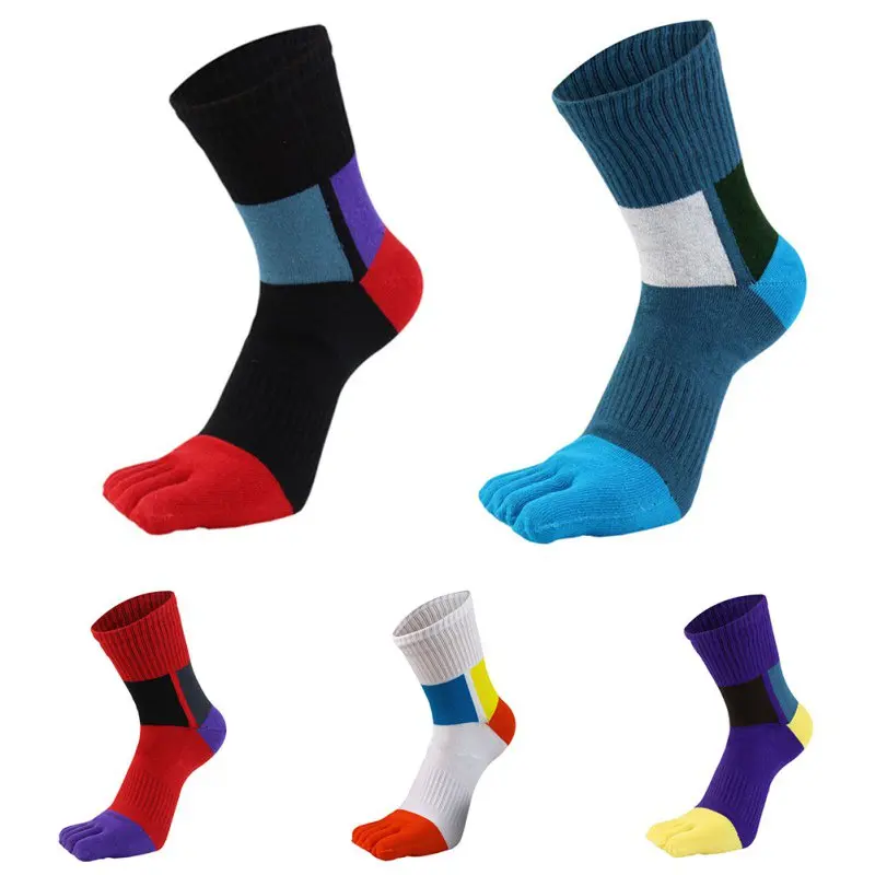 Осенние модные волокнистые носки с носком, мужские повседневные цветные носки, мужские Дышащие носки с пятью пальцами, впитывающие пот