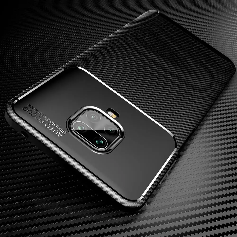 Для Xiaomi Redmi Note 9S чехол из мягкого силикона с принтом углеродного волокна кожи