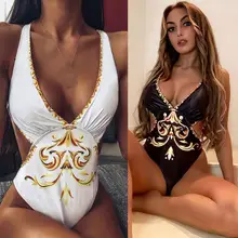 Бикини с золотым принтом, пуш-ап, бикини-танга,, купальник для женщин, цельный, винтажный, бикини, сексуальный, с высокой талией, купальник для девушек, камзол