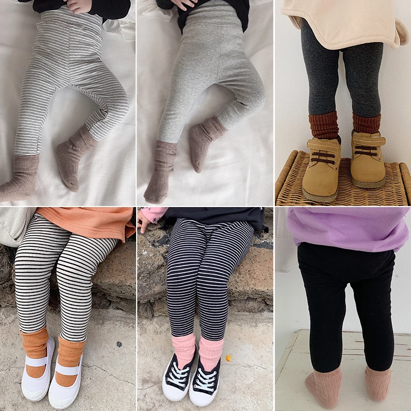

Toddler Girl Winter Warm Bottom Leggings 6 Colors Baby Girl Skinny Pants Pure Color Children Boys and Girls All Matche Trousers