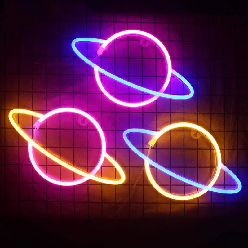 Colorful Planet Led Neon Light Cool Neon Sign LED Night Light for Children Kids Bedroom Atmosphere Decortive Lamp Xmas Gifts