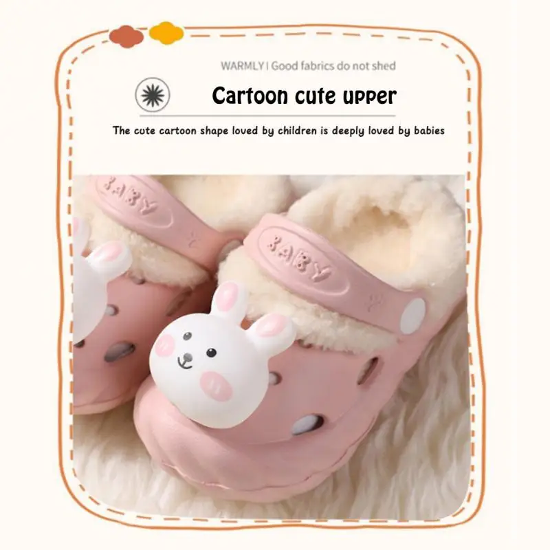 Cute Toddler Baby Plush Slippers Soft Bunny Winter Warm House Bedroom Solid Color Fuzzy Shoes Indoor Anti-Slip First Walkers 4