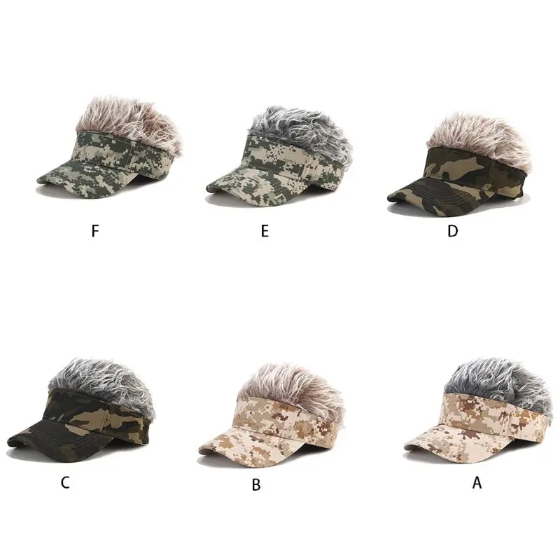 Мужская Новинка солнцезащитный козырек Кепка с шипами поддельные волосы Камуфляжный принт Регулируемый Snapback парик бейсбольная шляпа хип-хоп Уличная одежда подарок