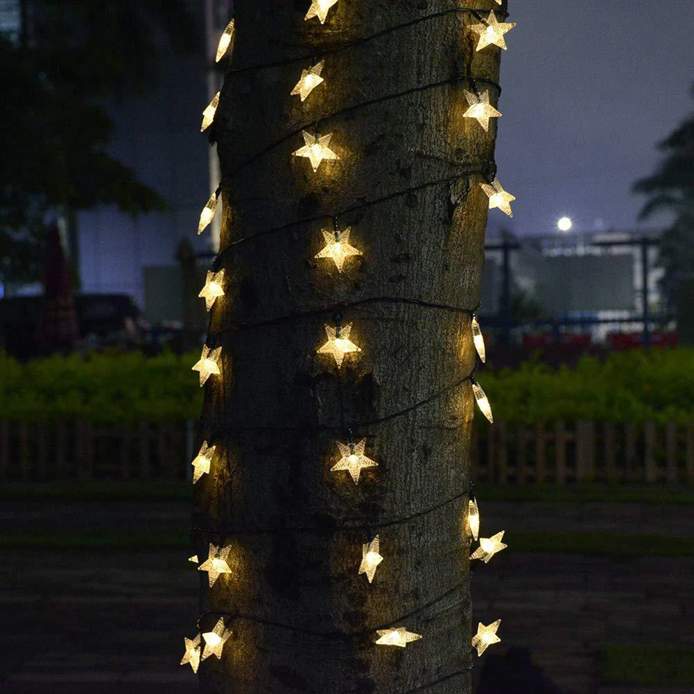 Outdoor Solar Fairy Lights Solar Powered Star Fairy Lights Lanyard Waterproof Garden Garland String Lamp Christmas Decor solar fairy lights outdoor