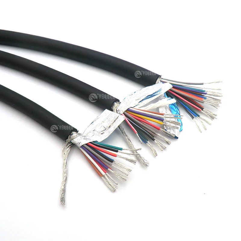 16 Core гибкий Экранированный кабель 0,14, 0,2, 0.3mm м² Управление провода 26awg, 24awg, 22awg Луженая чистой бескислородной Медь 5 м