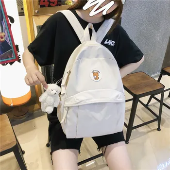 

New Nylon Women Backpack Female High Quality Solid Color Schoolbag For Teenage Girl Fashion Travel Backpacks Preppy Book Mochila