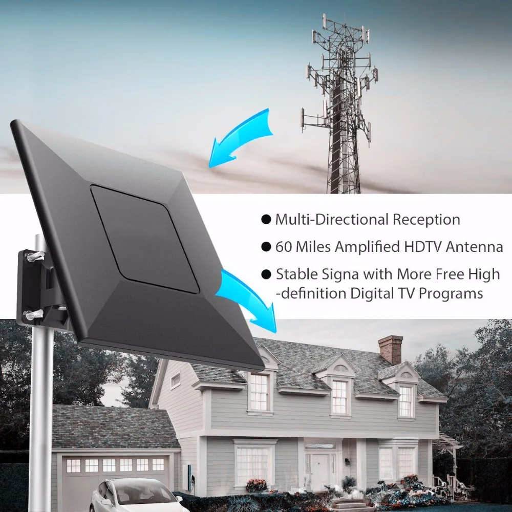 Наружная цифровая HD Антенна ТВ с высоким коэффициентом усиления 30дБ 1500 милей спутниковая тарелка усилитель приема сигнала усилитель радио чистая антенна
