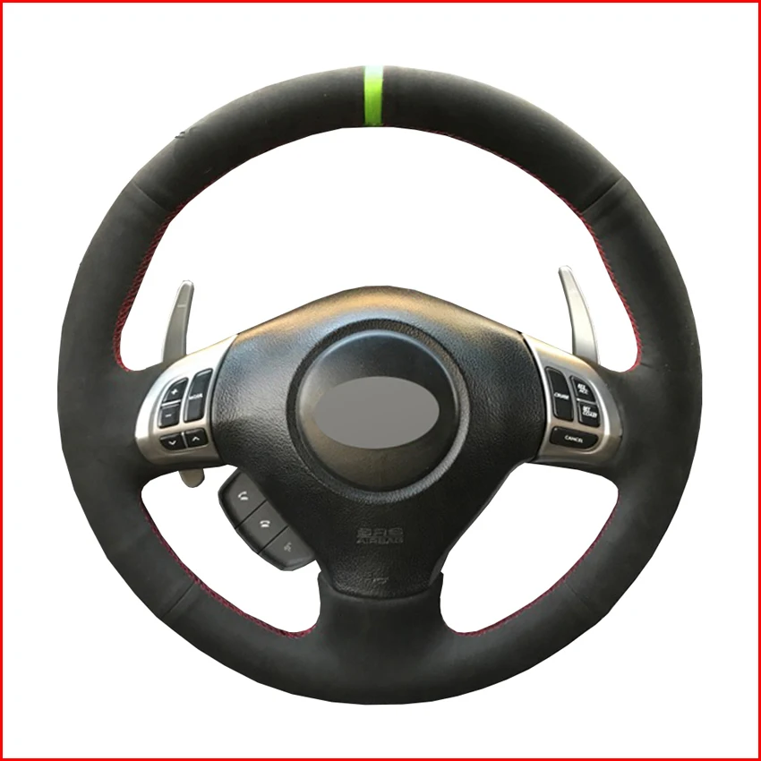 MEWANT Black Suede Leather Steering Wheel Cover for Subaru Forester