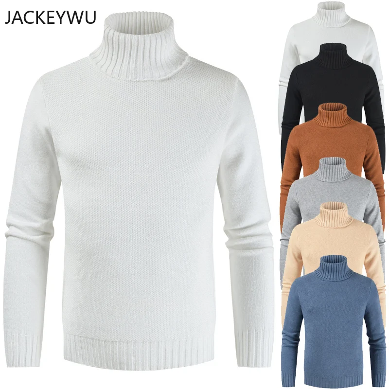 

Brand Sweater Men 2019 Winter Fashion Solid Turtleneck Pullover Slim Knitted Warm Jersey Hombre Elastic Men's Clothing