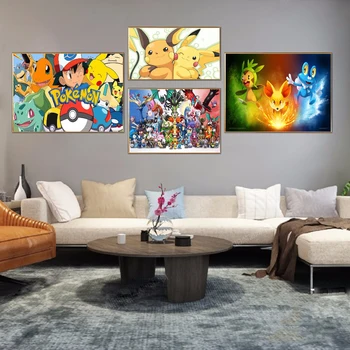 

HD Print Painting Nordic Poster Cartoon Pokemon Home Decoration On Canvas Pikachu Wall Artwork Picture Modern Style No Framed