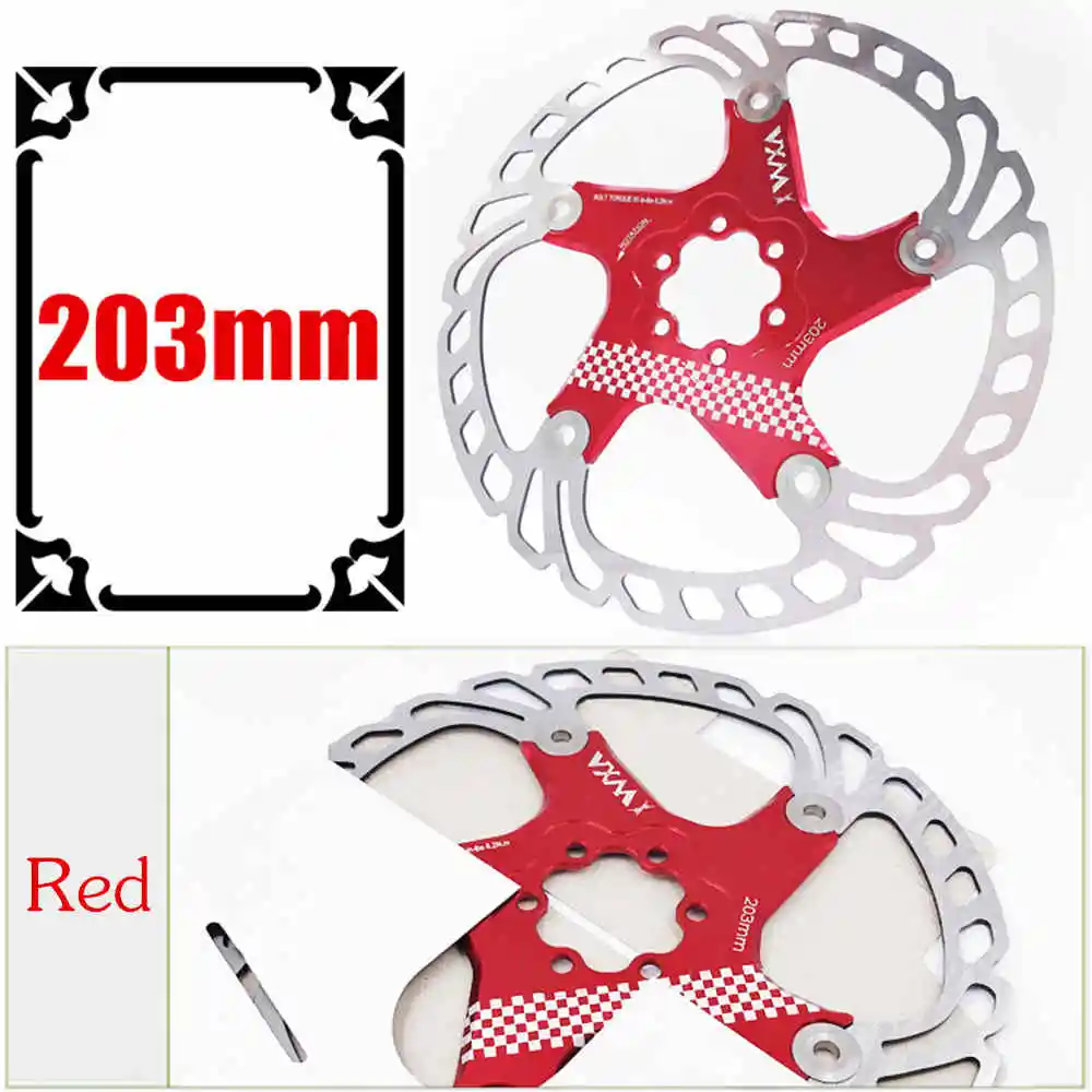 203mm Red VXM колодки тормозного диска 140/160/180/203 мм велосипедный тормоз роторы MTB охлаждающий поплавок велосипед с дисковым тормозом аксессуаров поплавок колодки тормозного диска - Цвет: 203mm Red