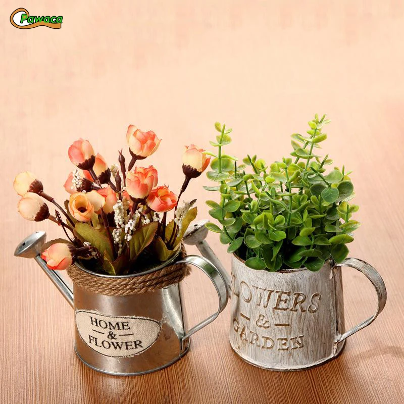 Retro Iron Flower Bucket Plant Pot Succulent Planter Holder Bonsai Vintage Tub Balcony Home Desk DIY Decor | Дом и сад