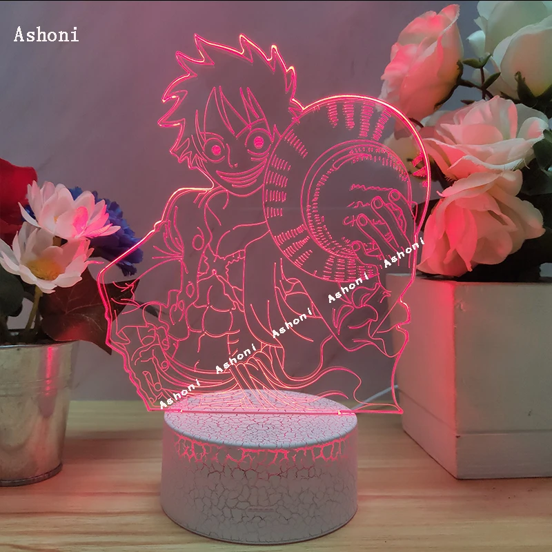 Аниме одна деталь Обезьяна D Луффи фигура 3D лампа Настольные лампы USB кабель Ночной светильник 7 цветов изменить сенсорный базовый светильник детский подарок