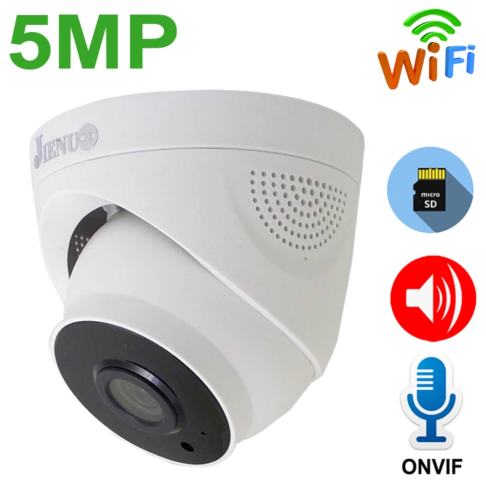 JIENUO 5MP IP Camera Wifi Two-Way Audio Cctv Security Surveillance Indoor Cam Wireless Infrared Night Onvif Dome HD Home Camera