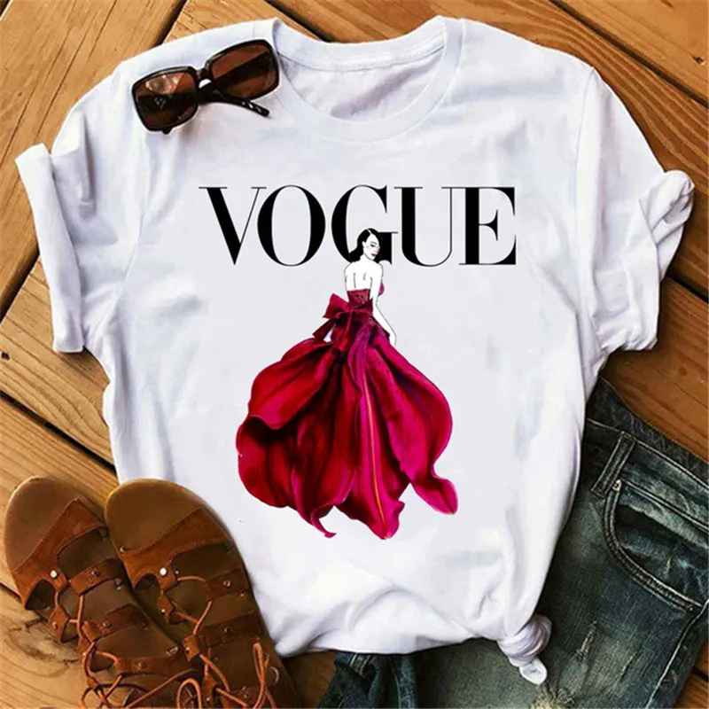 Женские футболки с цветочным принтом VOGUE Kawaii балетная футболка коротким рукавом