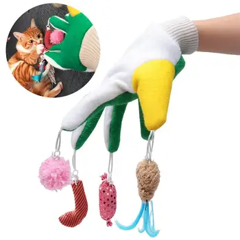 

Pet Toy Interactive For Dog Cat Fun Playing Cat Teaser Toy Glove With Ring Chewing Ball Cute Dot Glove Pet Kitten Scratcher Toy