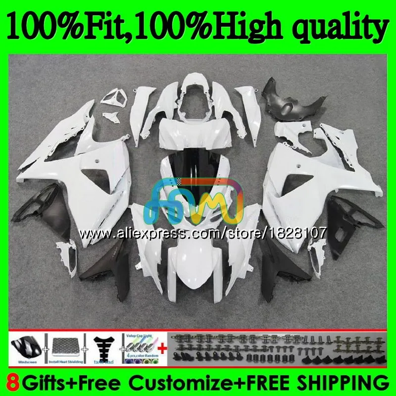 K9 для SUZUKI GSXR-1000 GSXR 1000 09 10 11 глянцевый белый 12, 13, 15 и 16 44BS. 7 GSXR1000 2009 2010 2011 2012 обтекатель
