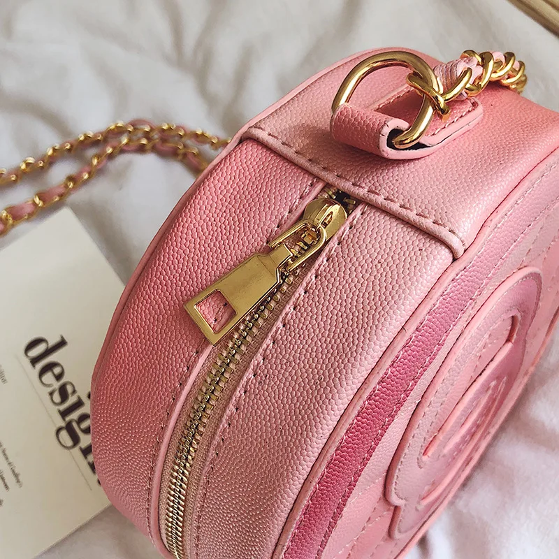 

2019 New Style Roe Pattern Small round Bag Rhombus Gradient Color One-Shoulder Oblique WOMEN'S Bag