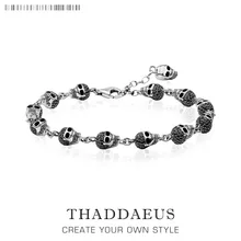 Череп проложить ссылку браслет цепочка для женщин мужчин 925 серебро браслет в стиле "панк" подходят бусы "кармам" очаровательные ювелирные изделия для тела Вечерние подарки